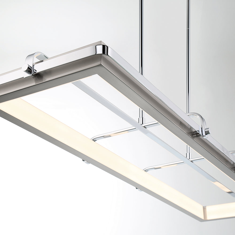 Eurofase Lighting Annilo 48" Dimmable Integrated LED Chrome Linear Chandelier With Satin Nickel Shade