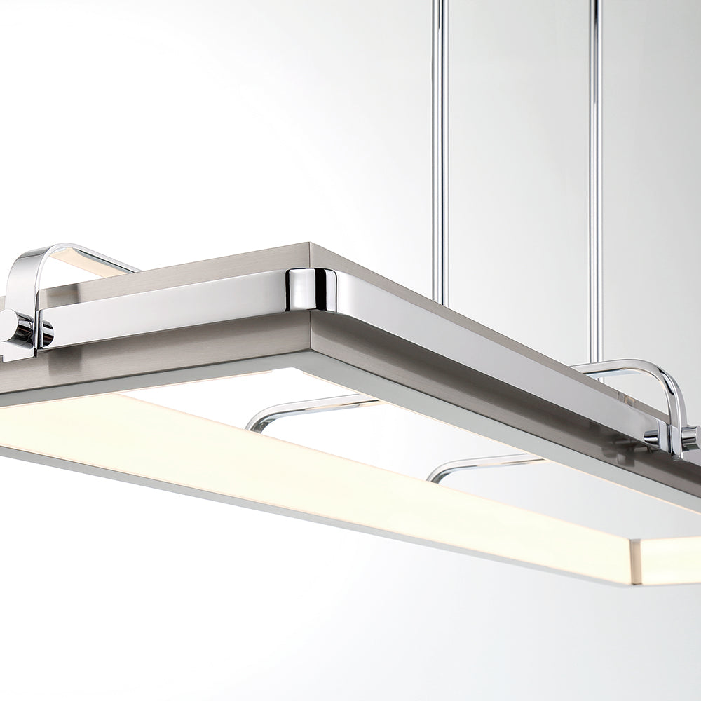 Eurofase Lighting Annilo 48" Dimmable Integrated LED Chrome Linear Chandelier With Satin Nickel Shade