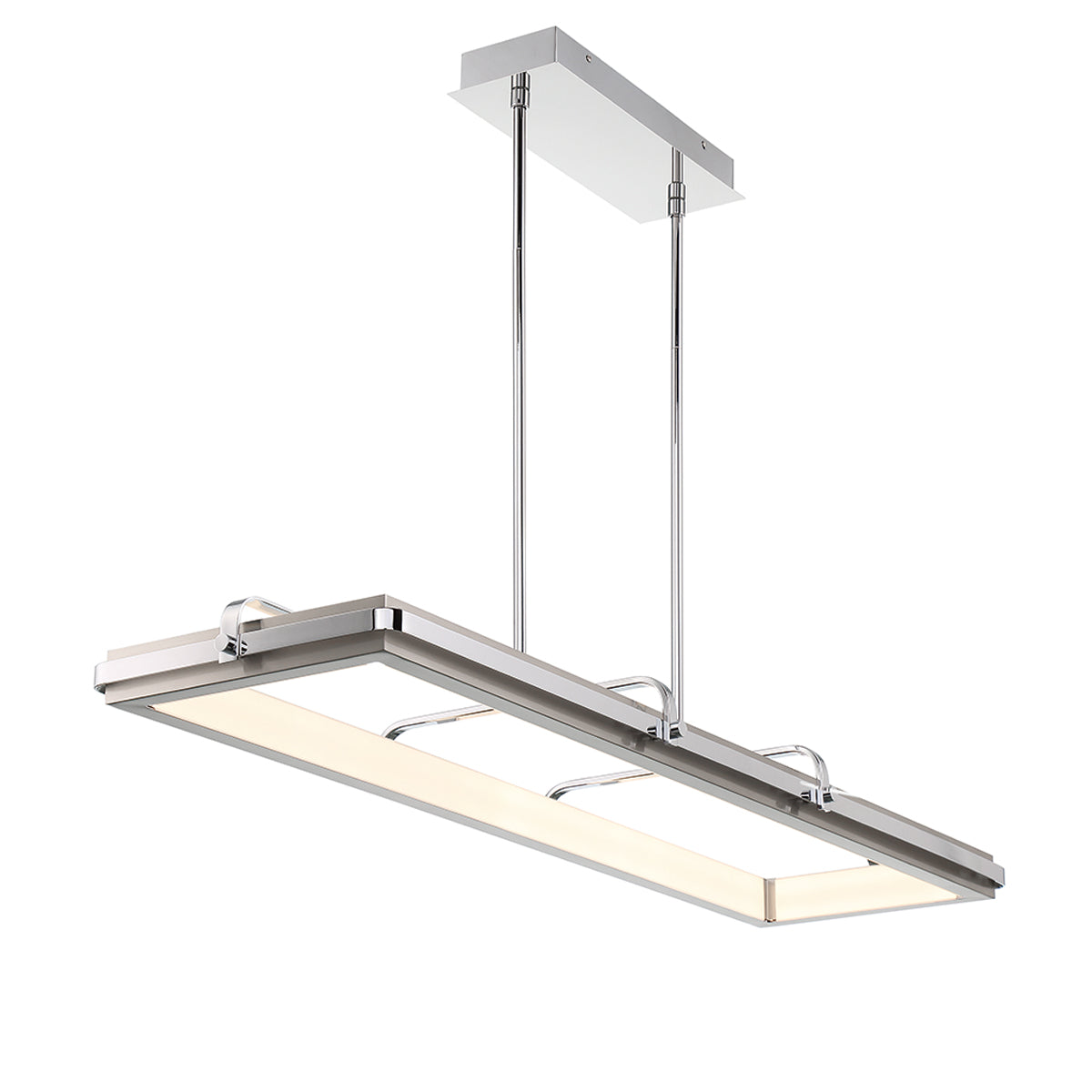 Eurofase Lighting Annilo 48" Dimmable Integrated LED Chrome Linear Chandelier With Satin Nickel Shade