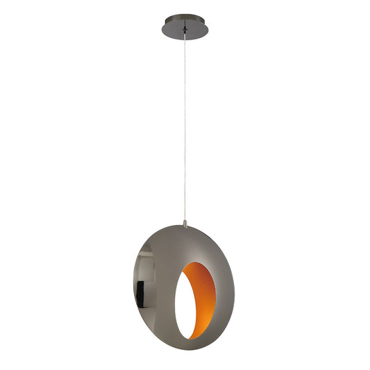 Eurofase Lighting Arlington 14" Oval Dimmable Integrated LED Blackened Chrome Pendant Light With Metal Orb Shade