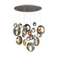 Eurofase Lighting Arlington 51" 19-Light Round Dimmable Integrated LED Blackened Chrome Chandelier With Metal Orb Shades