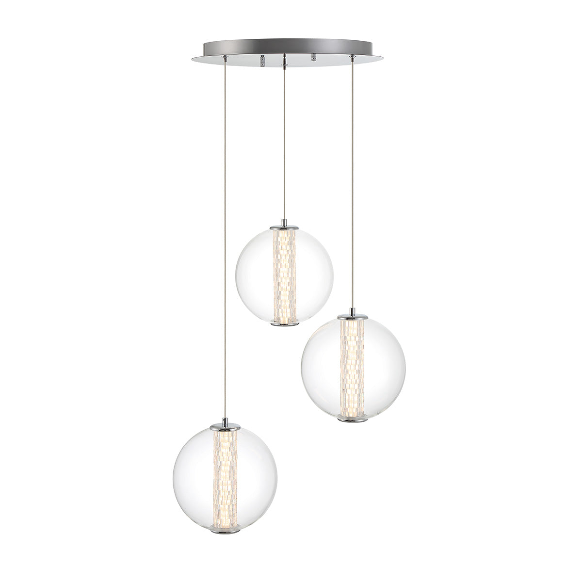 Eurofase Lighting Atomo 21" 3-Light Gold Round Dimmable LED Chandelier With Clear Glass Shades