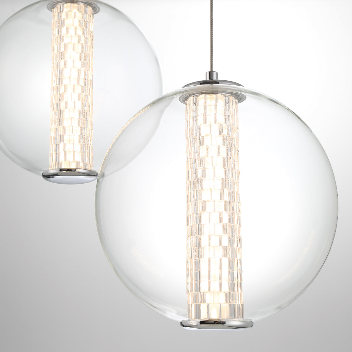 Eurofase Lighting Atomo 21" 3-Light Gold Round Dimmable LED Chandelier With Clear Glass Shades