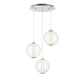 Eurofase Lighting Atomo 21" 3-Light Gold Round Dimmable LED Chandelier With Clear Glass Shades