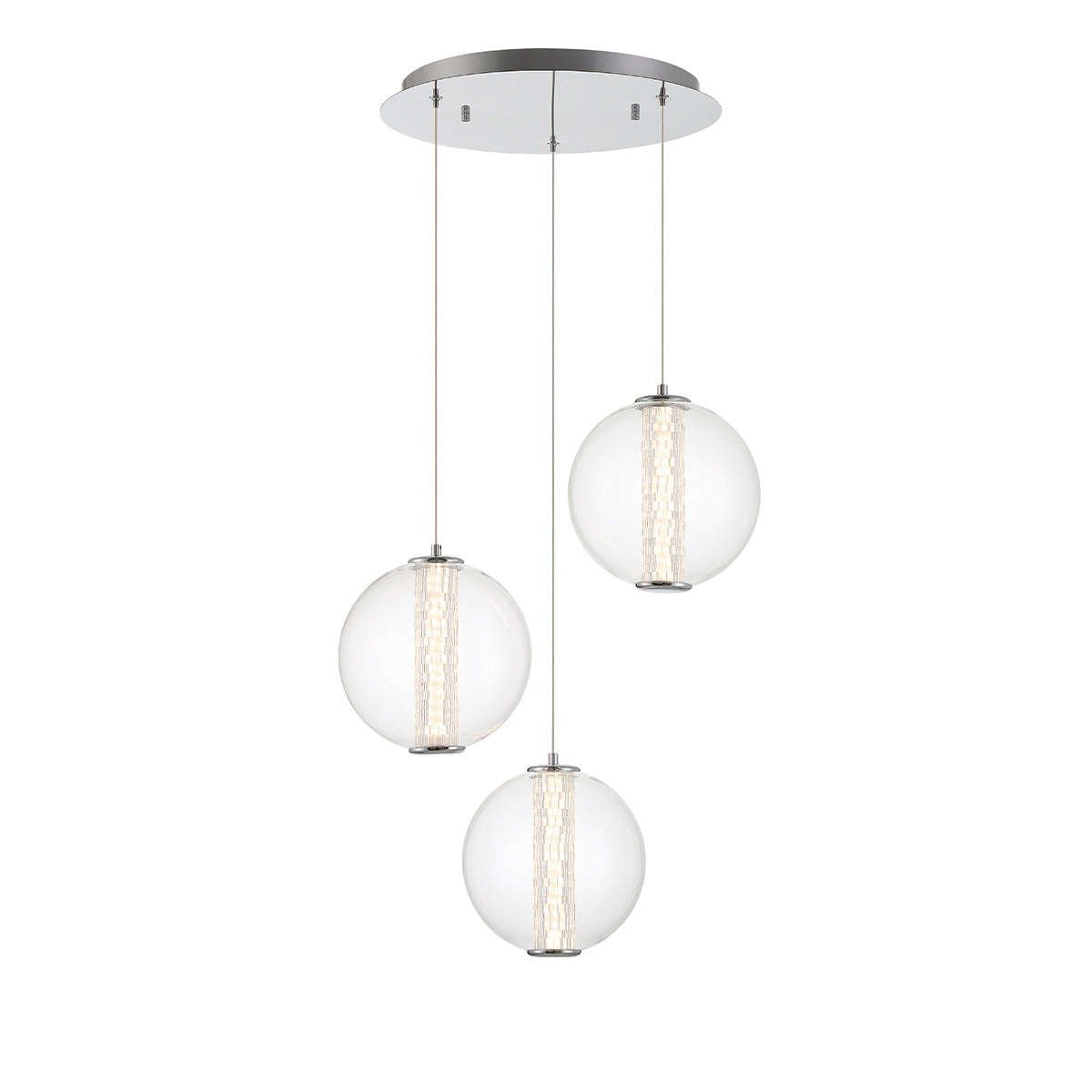 Eurofase Lighting Atomo 21" 3-Light Gold Round Dimmable LED Chandelier With Clear Glass Shades