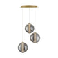 Eurofase Lighting Atomo 21" 3-Light Gold Round Dimmable LED Chandelier With Smoked Glass Shades