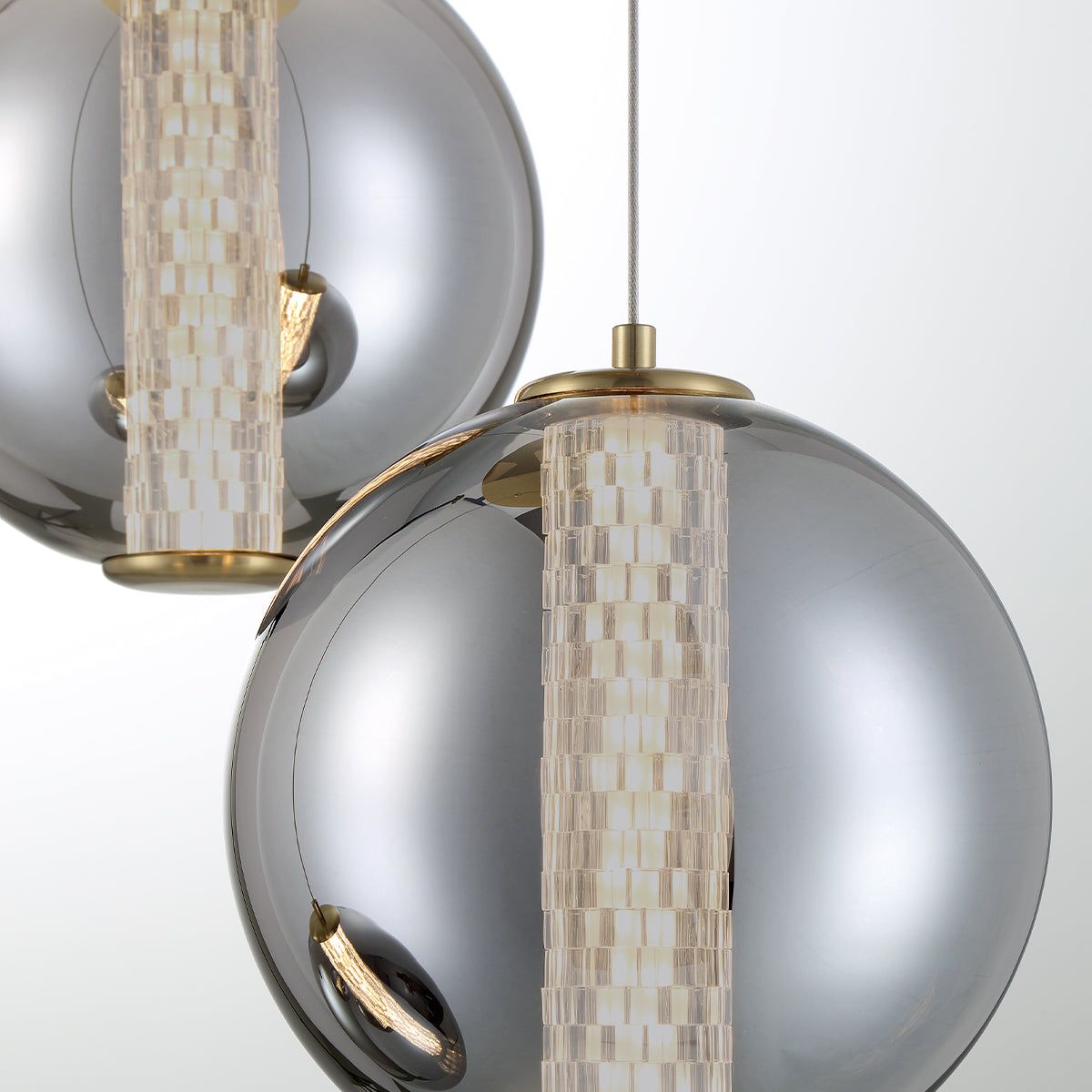 Eurofase Lighting Atomo 21" 3-Light Gold Round Dimmable LED Chandelier With Smoked Glass Shades