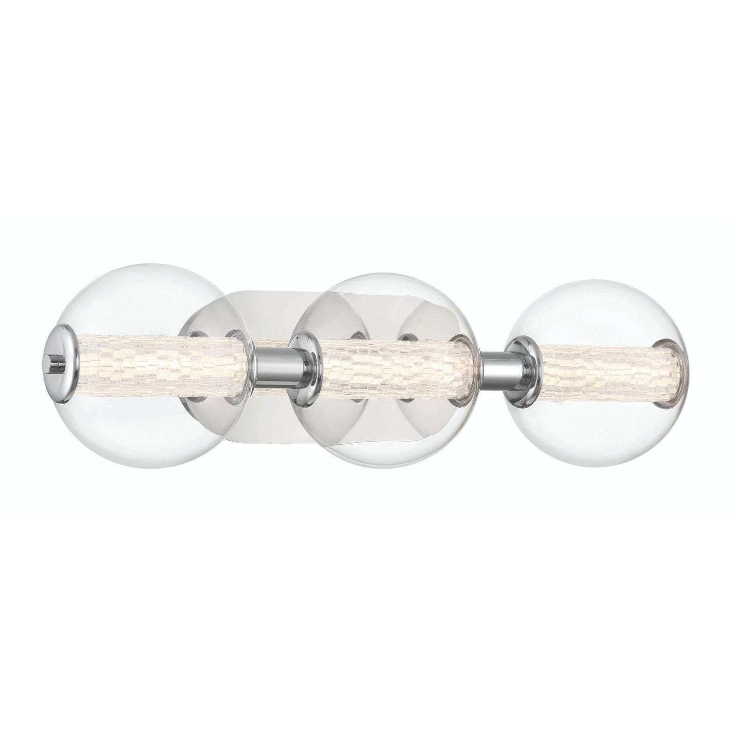 Eurofase Lighting Atomo 25" 3-Light Chrome Dimmable LED Wall Sconce With Clear Glass Shades