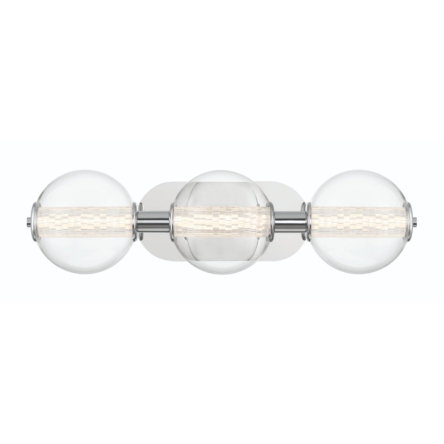 Eurofase Lighting Atomo 25" 3-Light Chrome Dimmable LED Wall Sconce With Clear Glass Shades