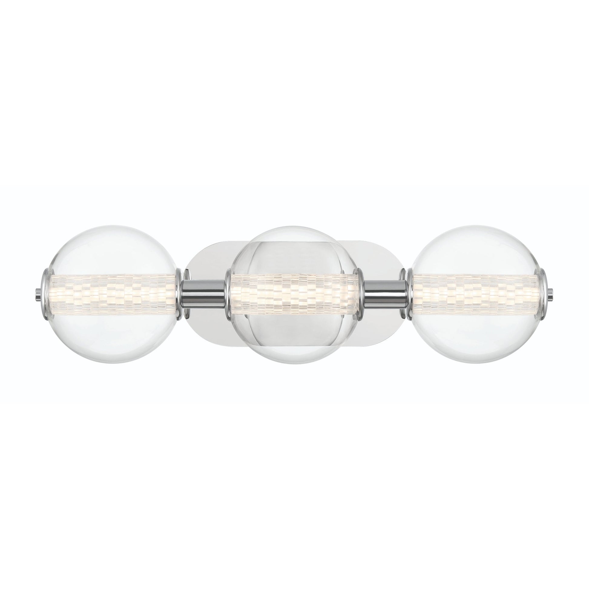 Eurofase Lighting Atomo 25" 3-Light Chrome Dimmable LED Wall Sconce With Clear Glass Shades