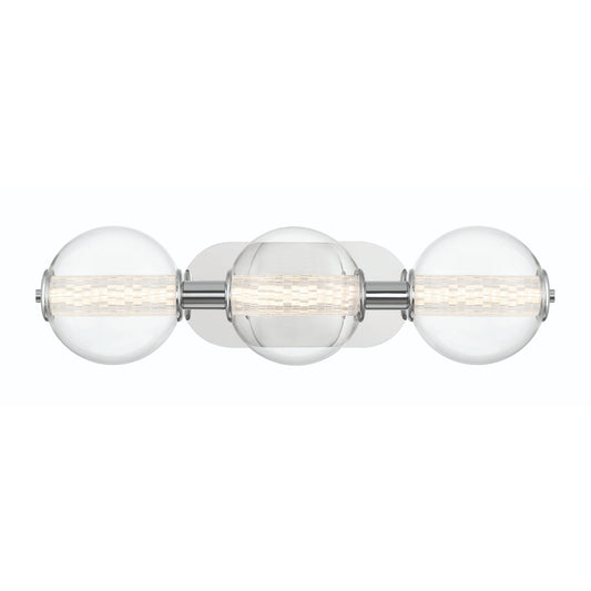 Eurofase Lighting Atomo 25" 3-Light Chrome Dimmable LED Wall Sconce With Clear Glass Shades