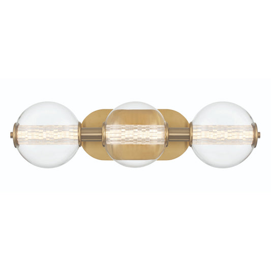 Eurofase Lighting Atomo 25" 3-Light Gold Dimmable LED Wall Sconce With Clear Glass Shades