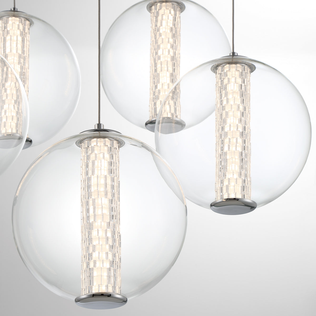 Eurofase Lighting Atomo 26" 5-Light Gold Round Dimmable LED Chandelier With Clear Glass Shades