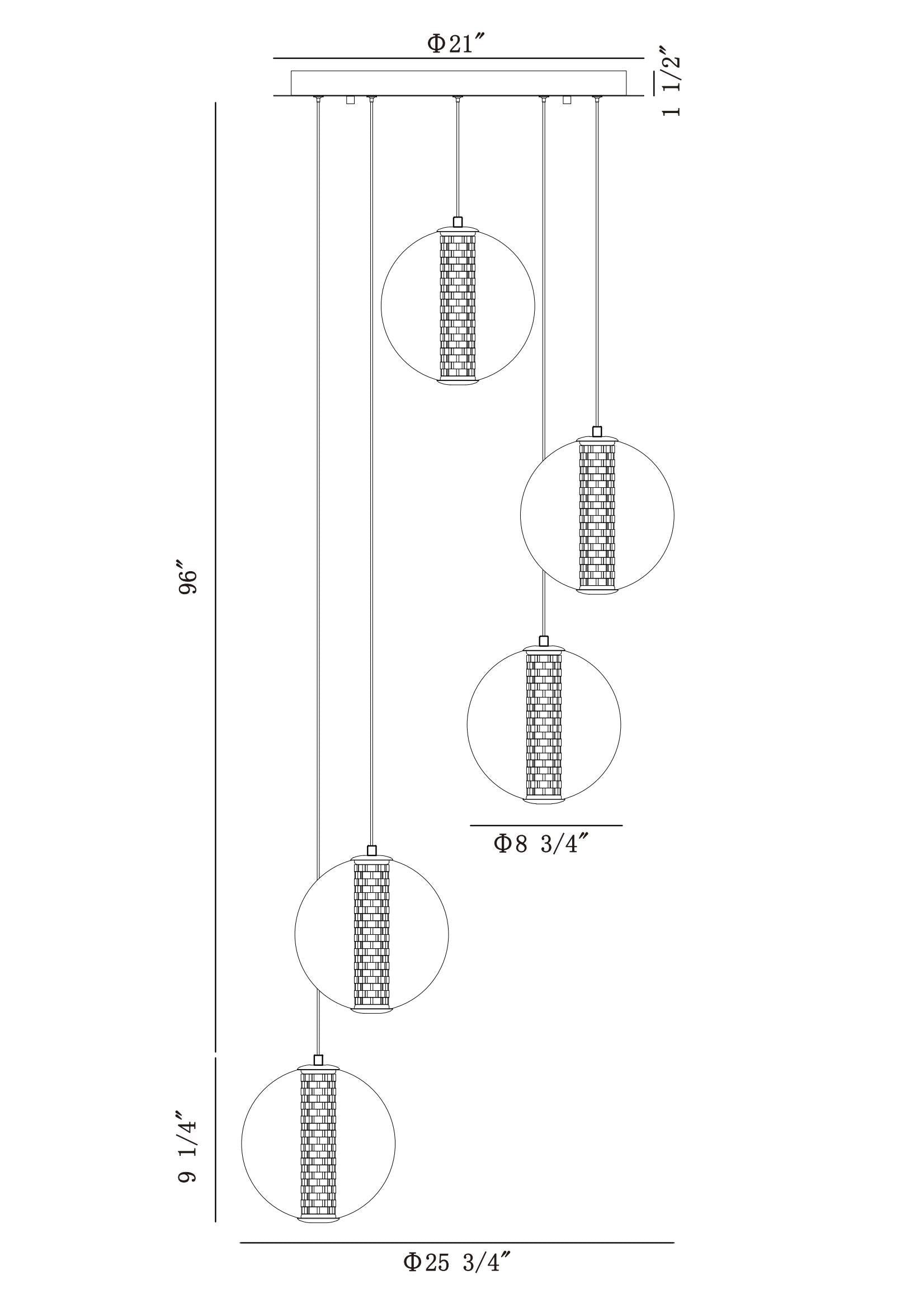 Eurofase Lighting Atomo 26" 5-Light Gold Round Dimmable LED Chandelier With Clear Glass Shades