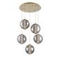 Eurofase Lighting Atomo 26" 5-Light Gold Round Dimmable LED Chandelier With Smoked Glass Shades