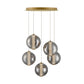 Eurofase Lighting Atomo 26" 5-Light Gold Round Dimmable LED Chandelier With Smoked Glass Shades