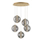 Eurofase Lighting Atomo 26" 5-Light Gold Round Dimmable LED Chandelier With Smoked Glass Shades