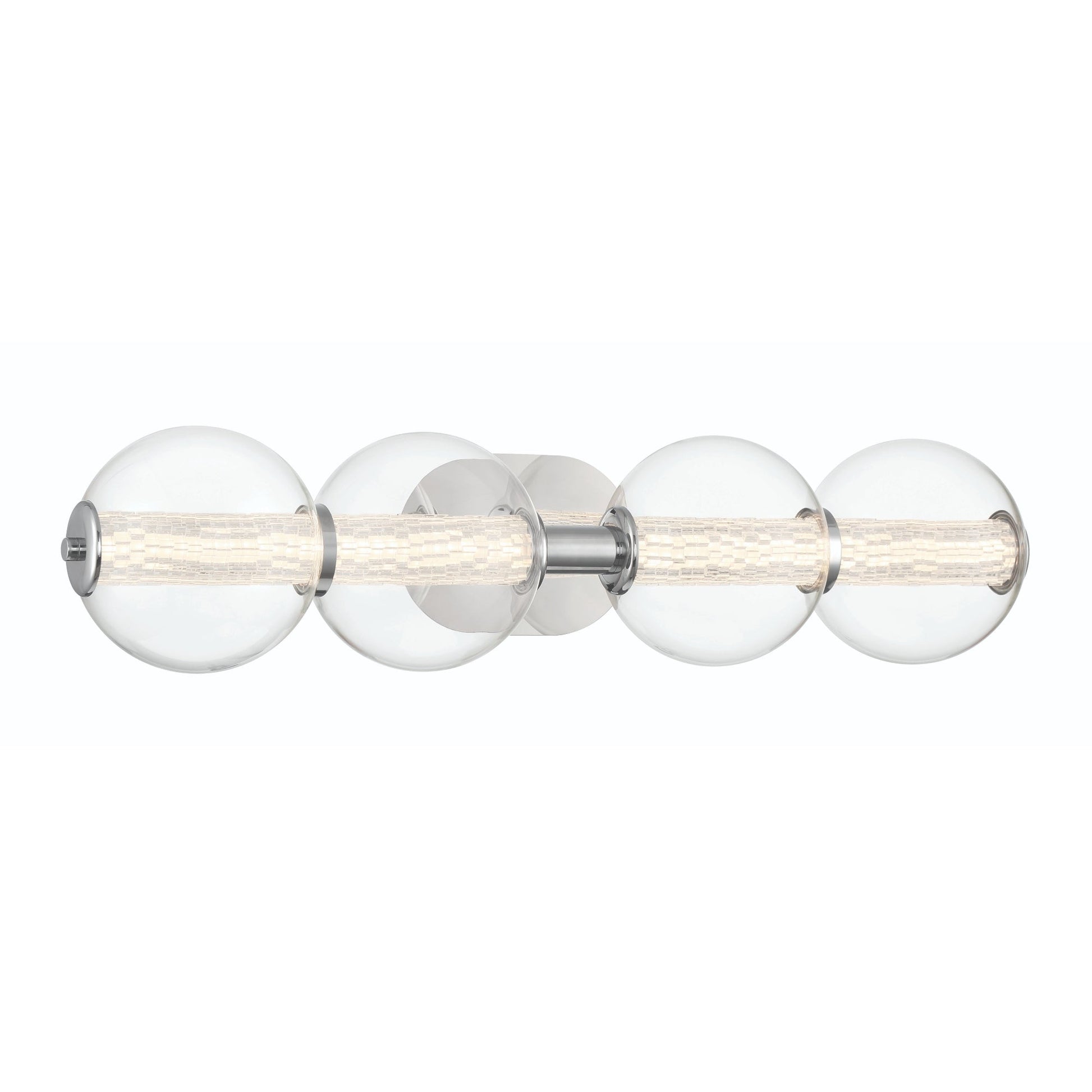 Eurofase Lighting Atomo 30" 4-Light Chrome Dimmable LED Wall Sconce With Clear Glass Shades