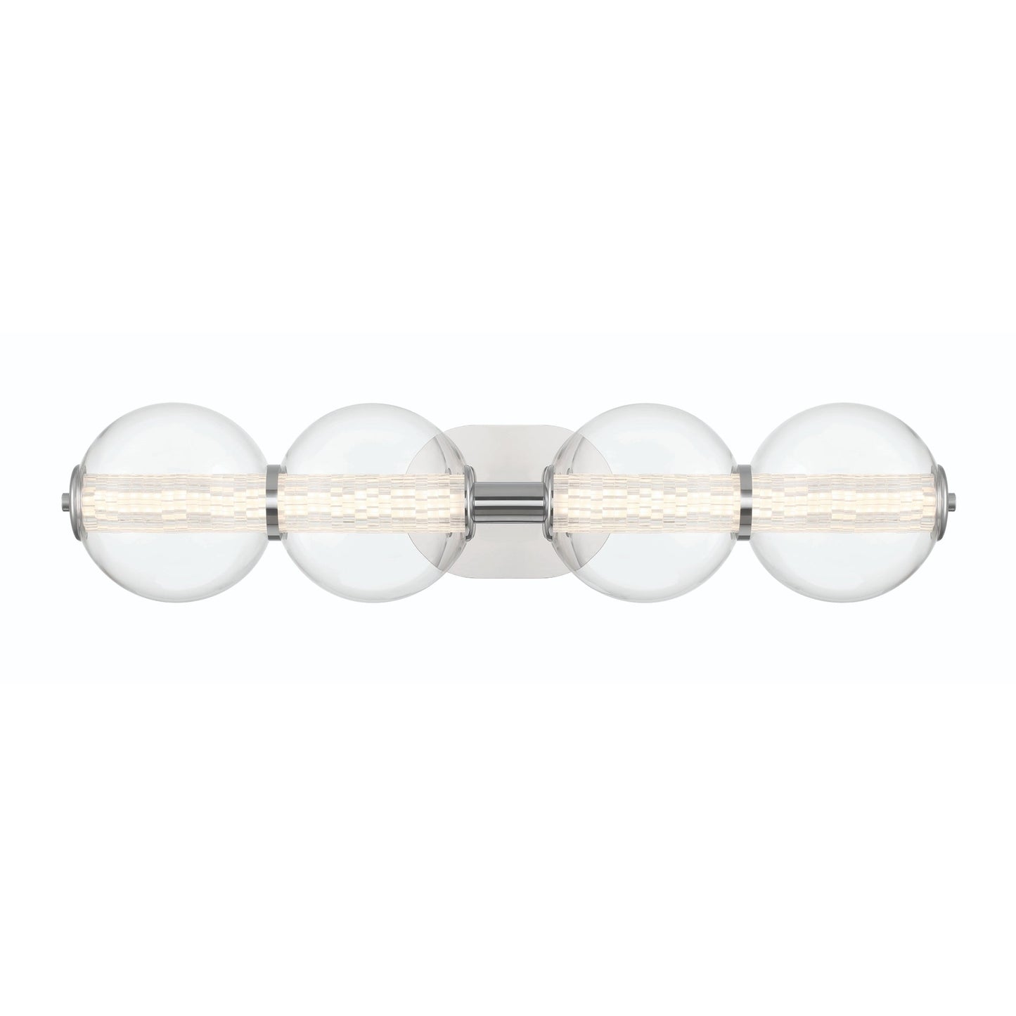 Eurofase Lighting Atomo 30" 4-Light Chrome Dimmable LED Wall Sconce With Clear Glass Shades