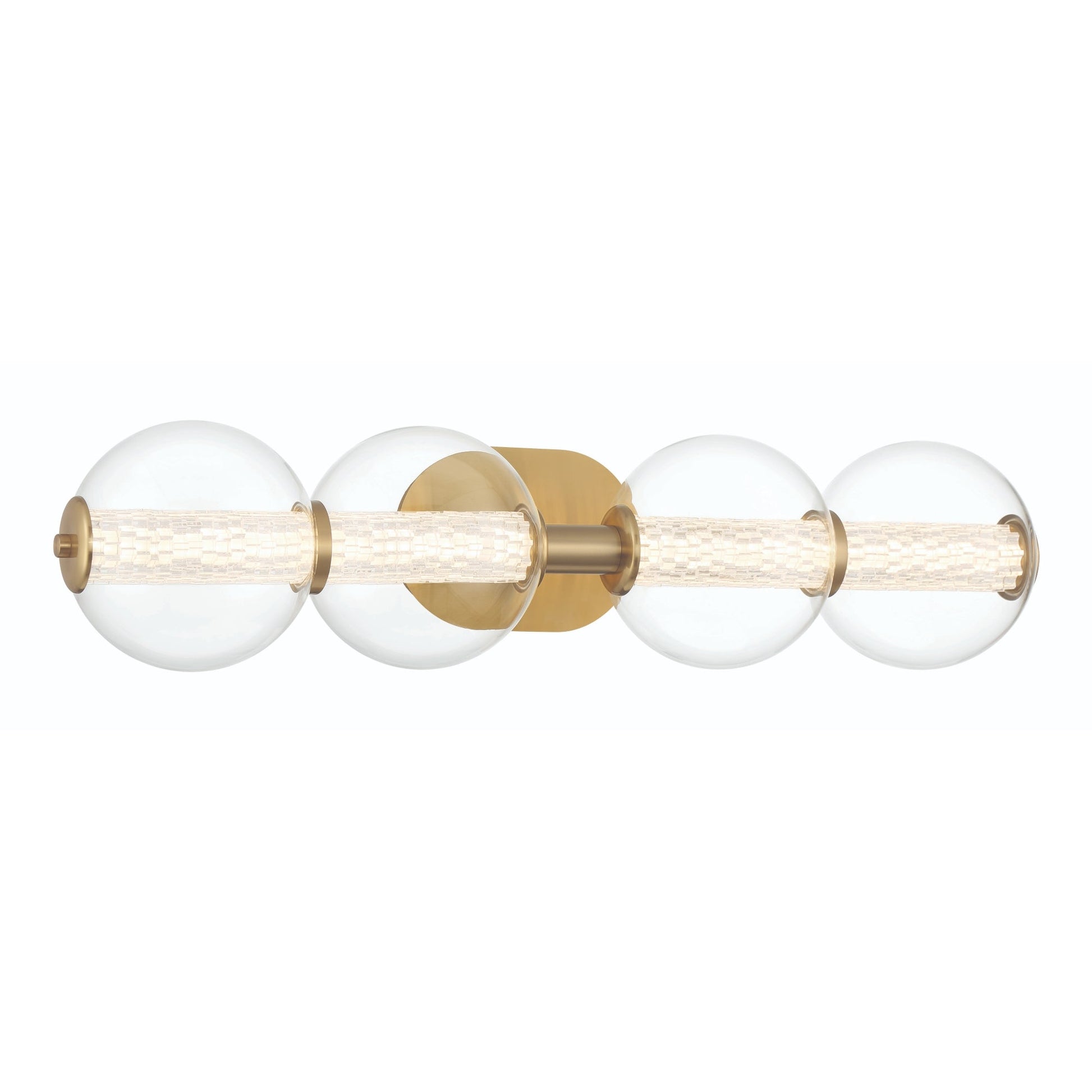 Eurofase Lighting Atomo 30" 4-Light Gold Dimmable LED Wall Sconce With Clear Glass Shades