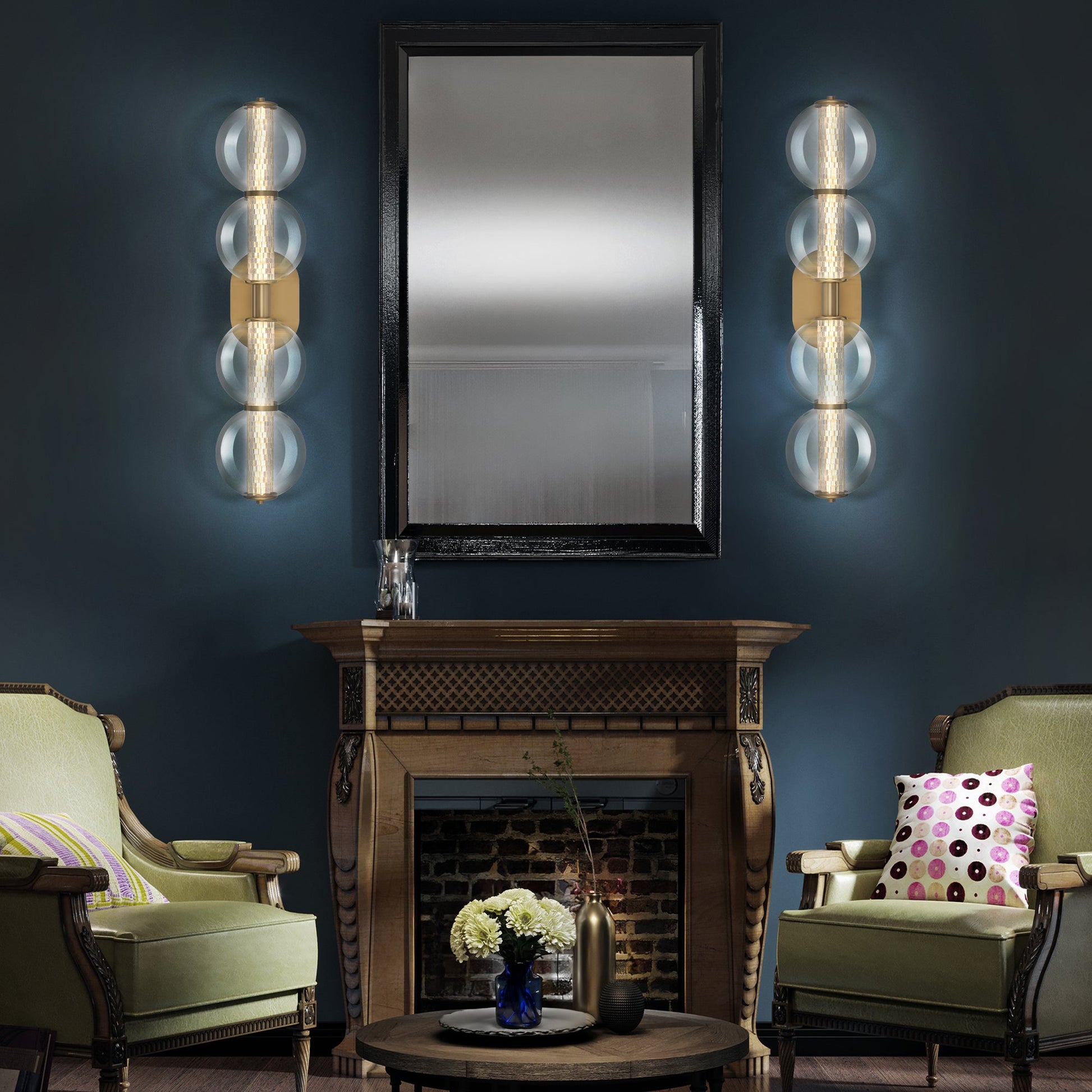 Eurofase Lighting Atomo 30" 4-Light Gold Dimmable LED Wall Sconce With Clear Glass Shades