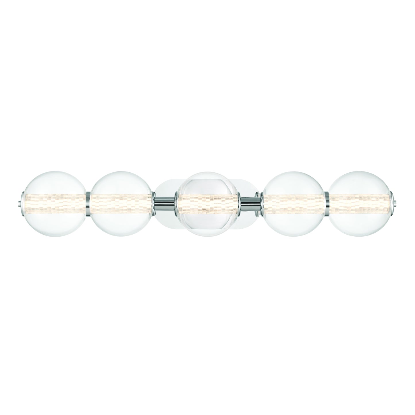 Eurofase Lighting Atomo 38" 5-Light Integrated LED Clear Glass Shade Chrome Vanity Light