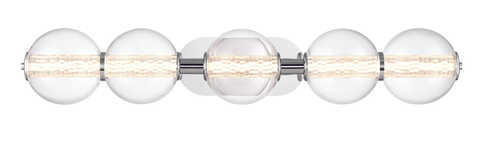 Eurofase Lighting Atomo 38" 5-Light Integrated LED Clear Glass Shade Chrome Vanity Light