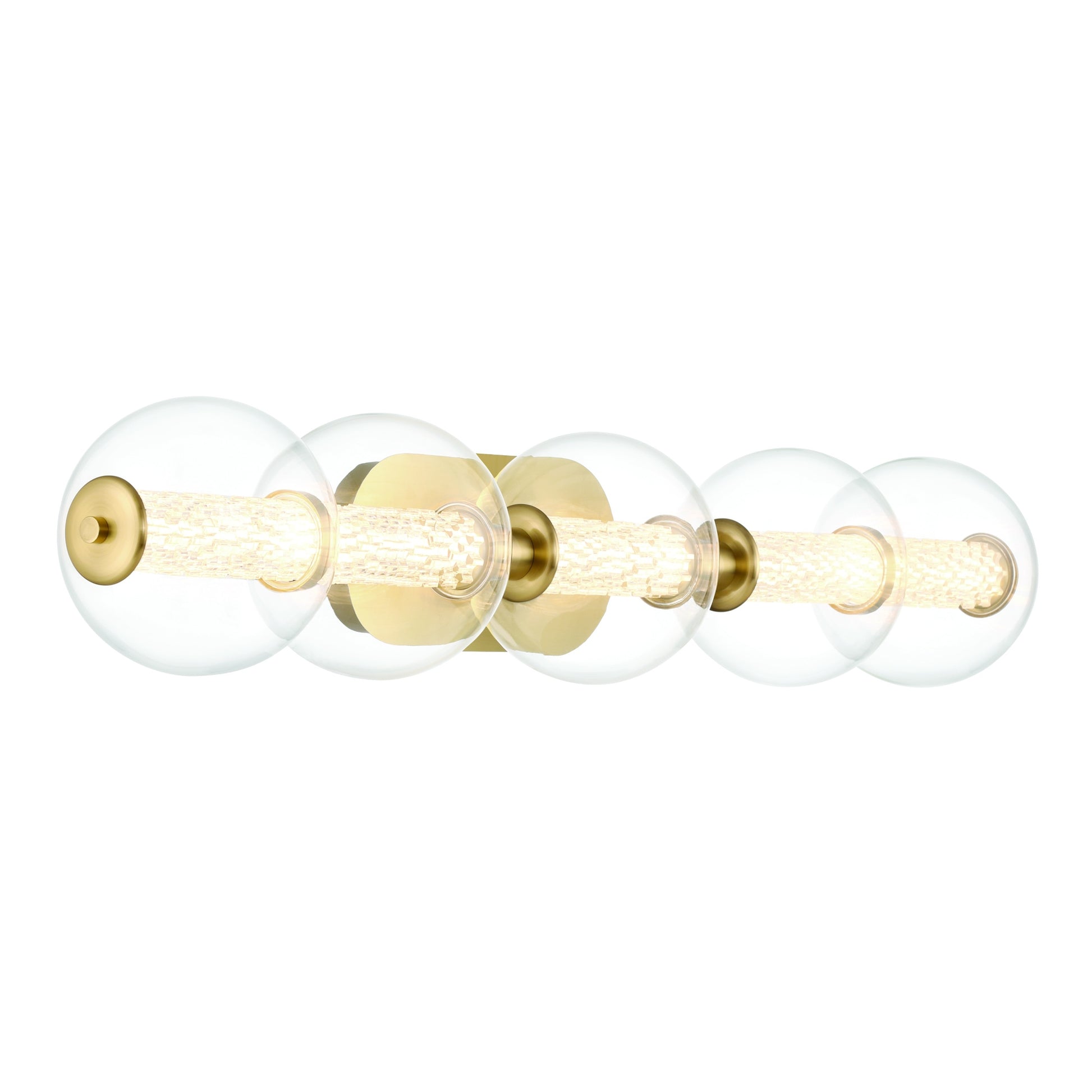 Eurofase Lighting Atomo 38" 5-Light Integrated LED Clear Glass Shade Gold Vanity Light