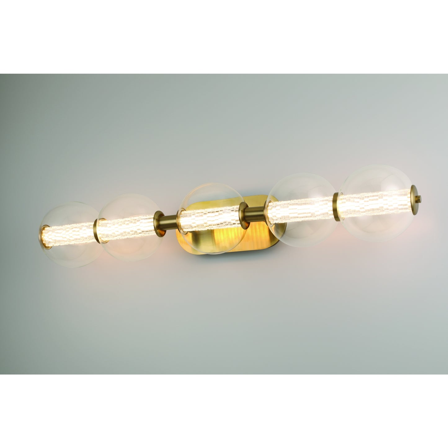 Eurofase Lighting Atomo 38" 5-Light Integrated LED Clear Glass Shade Gold Vanity Light