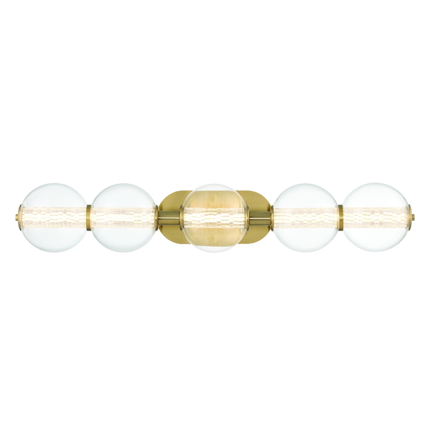 Eurofase Lighting Atomo 38" 5-Light Integrated LED Clear Glass Shade Gold Vanity Light