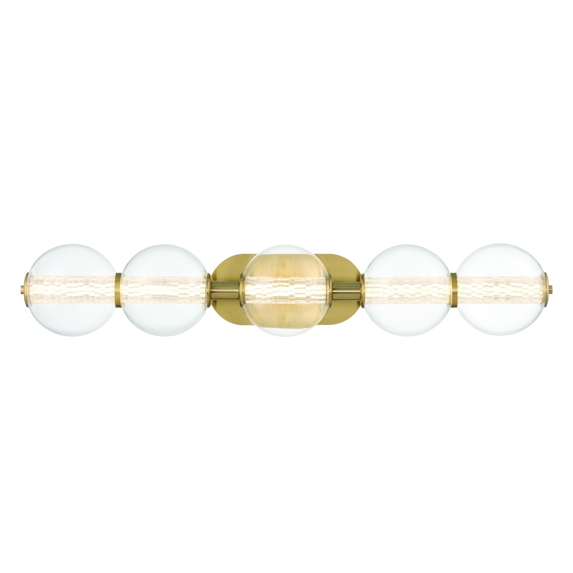 Eurofase Lighting Atomo 38" 5-Light Integrated LED Clear Glass Shade Gold Vanity Light