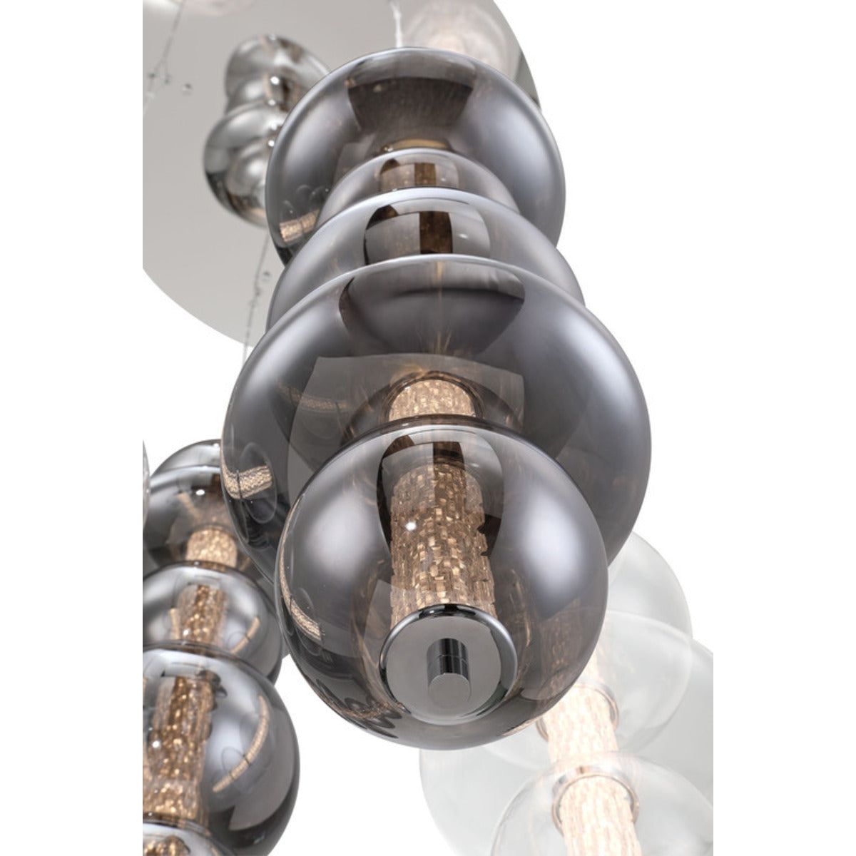 Eurofase Lighting Atomo 50" 4-Light Integrated LED Glass Shade Chrome Steel Chandelier