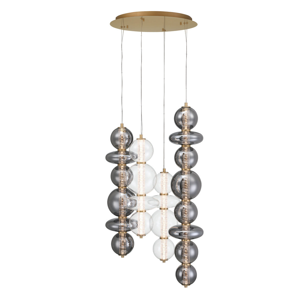 Eurofase Lighting Atomo 50" 4-Light Integrated LED Glass Shade Gold Steel Chandelier