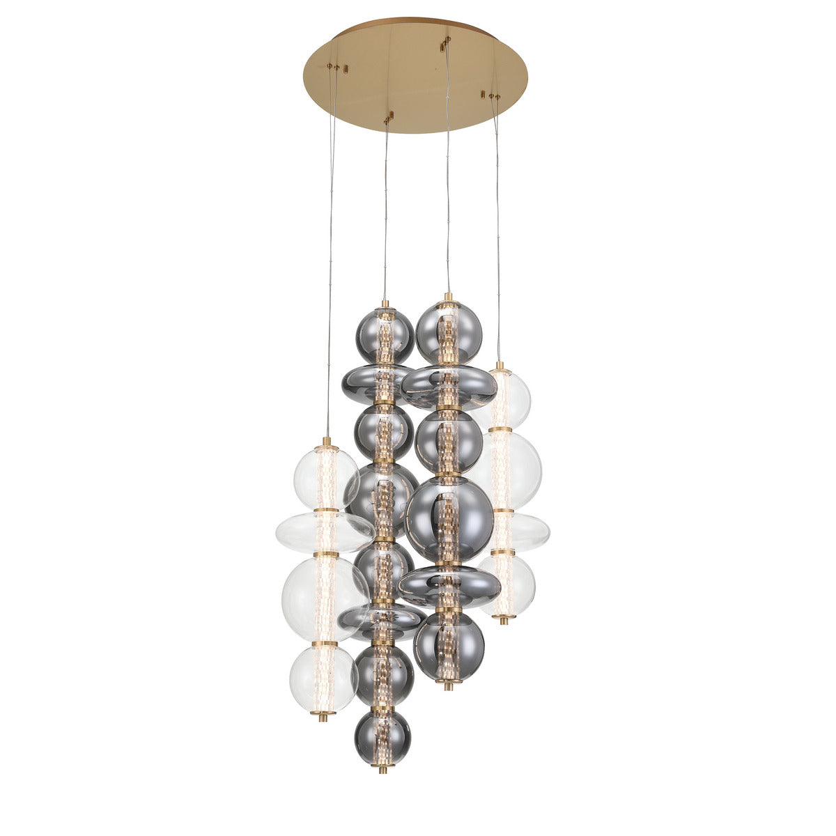 Eurofase Lighting Atomo 50" 4-Light Integrated LED Glass Shade Gold Steel Chandelier