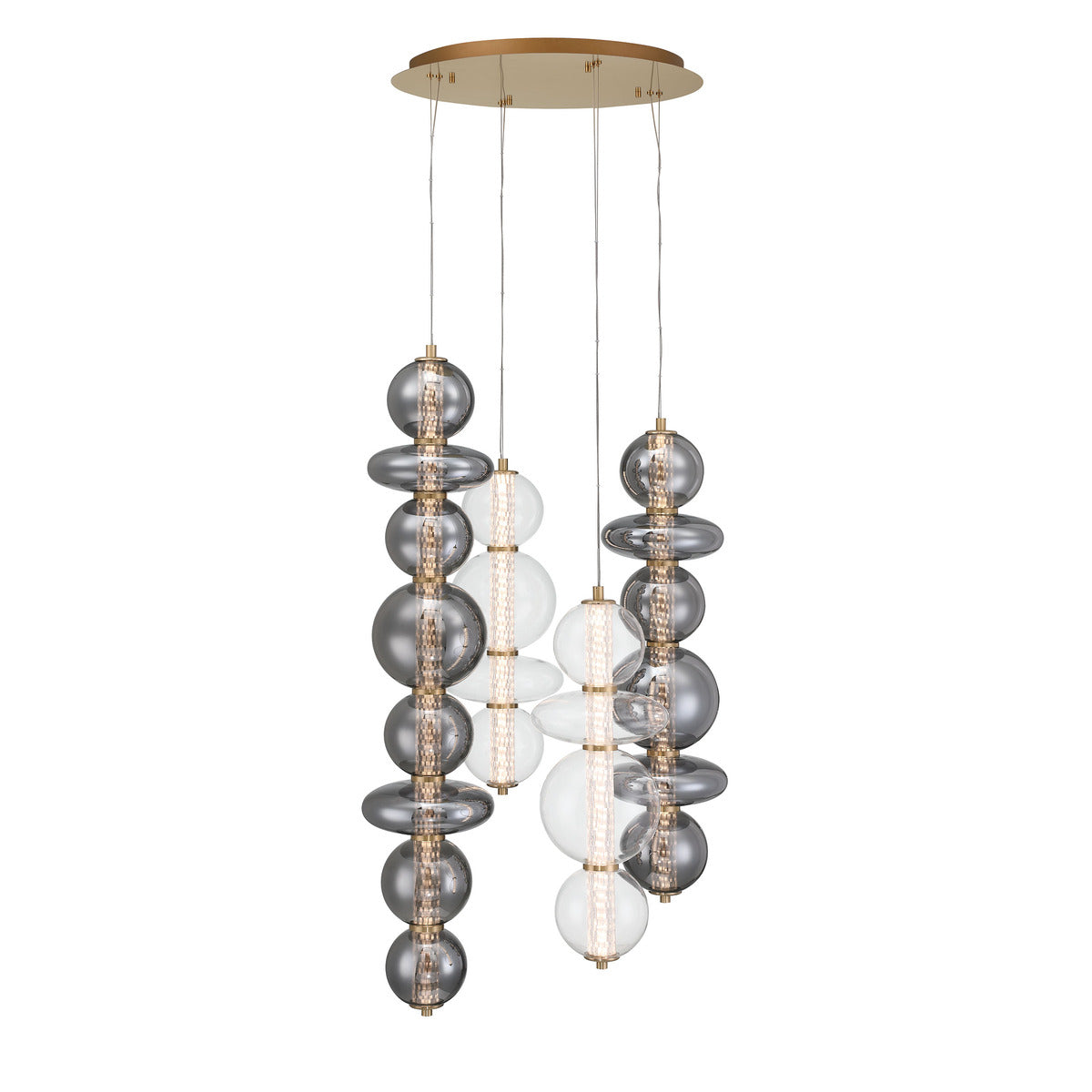 Eurofase Lighting Atomo 50" 4-Light Integrated LED Glass Shade Gold Steel Chandelier