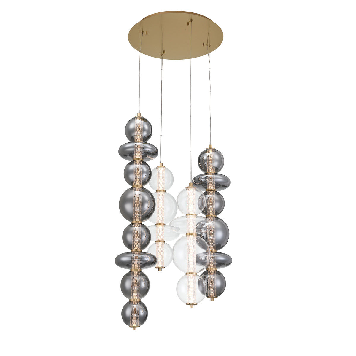 Eurofase Lighting Atomo 50" 4-Light Integrated LED Glass Shade Gold Steel Chandelier