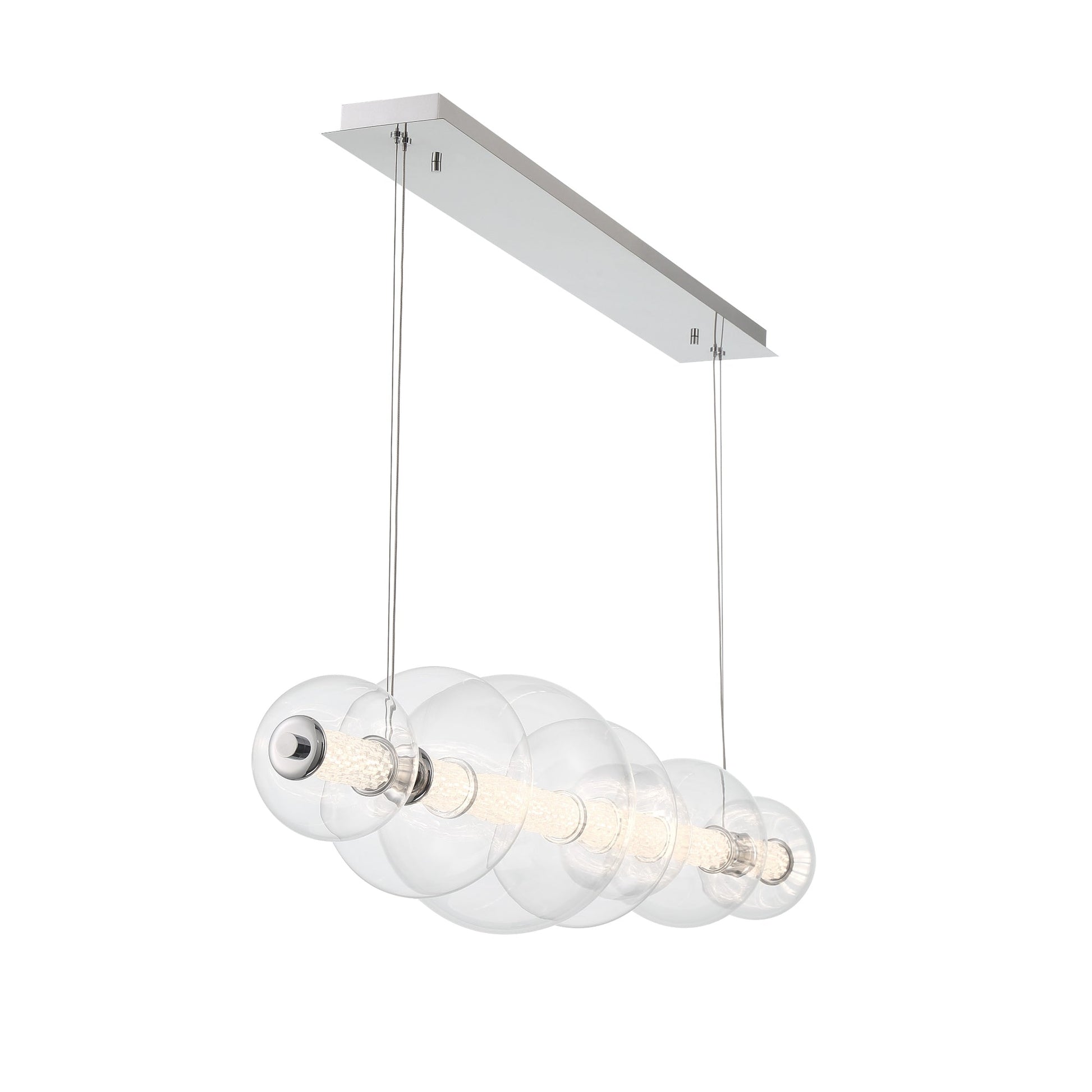 Eurofase Lighting Atomo 56" 7-Light Chrome Linear Dimmable LED Chandelier With Clear Glass Shades