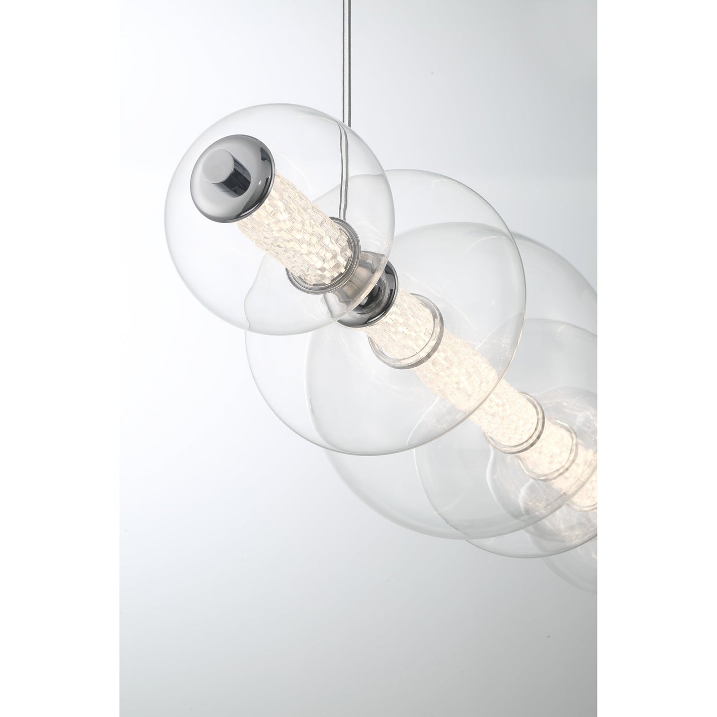 Eurofase Lighting Atomo 56" 7-Light Chrome Linear Dimmable LED Chandelier With Clear Glass Shades