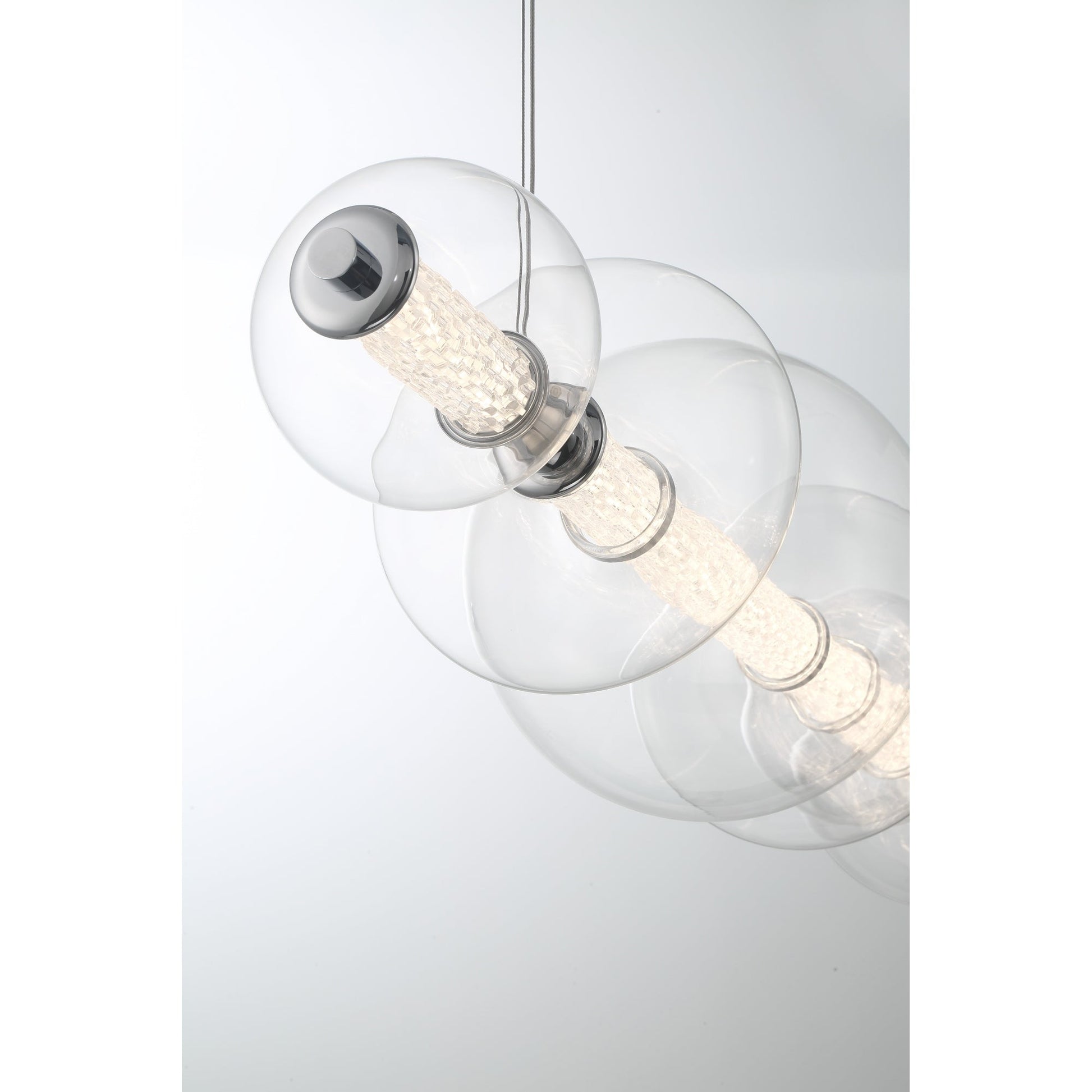 Eurofase Lighting Atomo 56" 7-Light Chrome Linear Dimmable LED Chandelier With Clear Glass Shades
