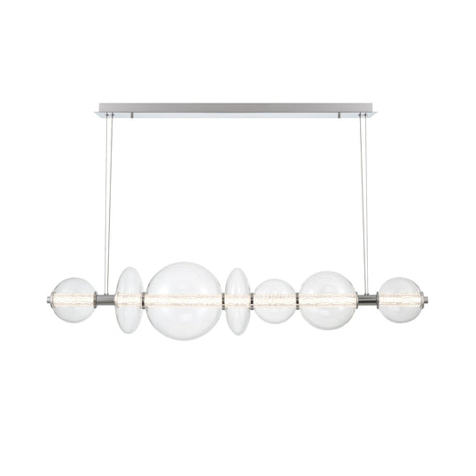Eurofase Lighting Atomo 56" 7-Light Chrome Linear Dimmable LED Chandelier With Clear Glass Shades