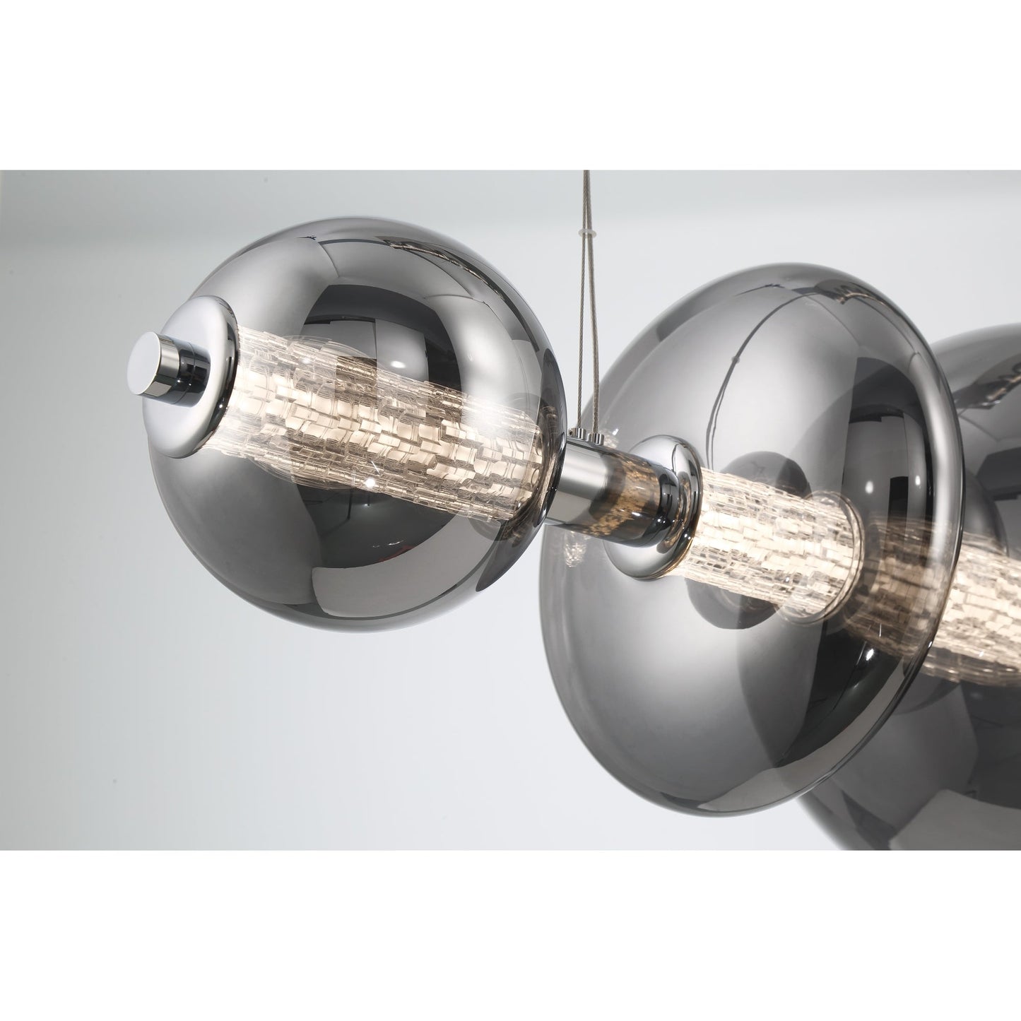 Eurofase Lighting Atomo 56" 7-Light Chrome Linear Dimmable LED Chandelier With Smoke Glass Shades