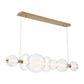 Eurofase Lighting Atomo 56" 7-Light Gold Linear Dimmable LED Chandelier With Clear Glass Shades