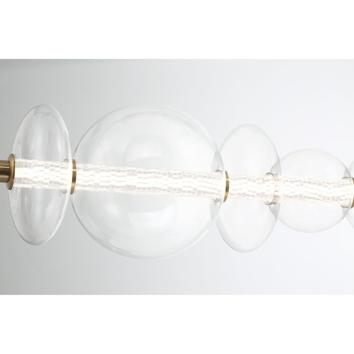 Eurofase Lighting Atomo 56" 7-Light Gold Linear Dimmable LED Chandelier With Clear Glass Shades