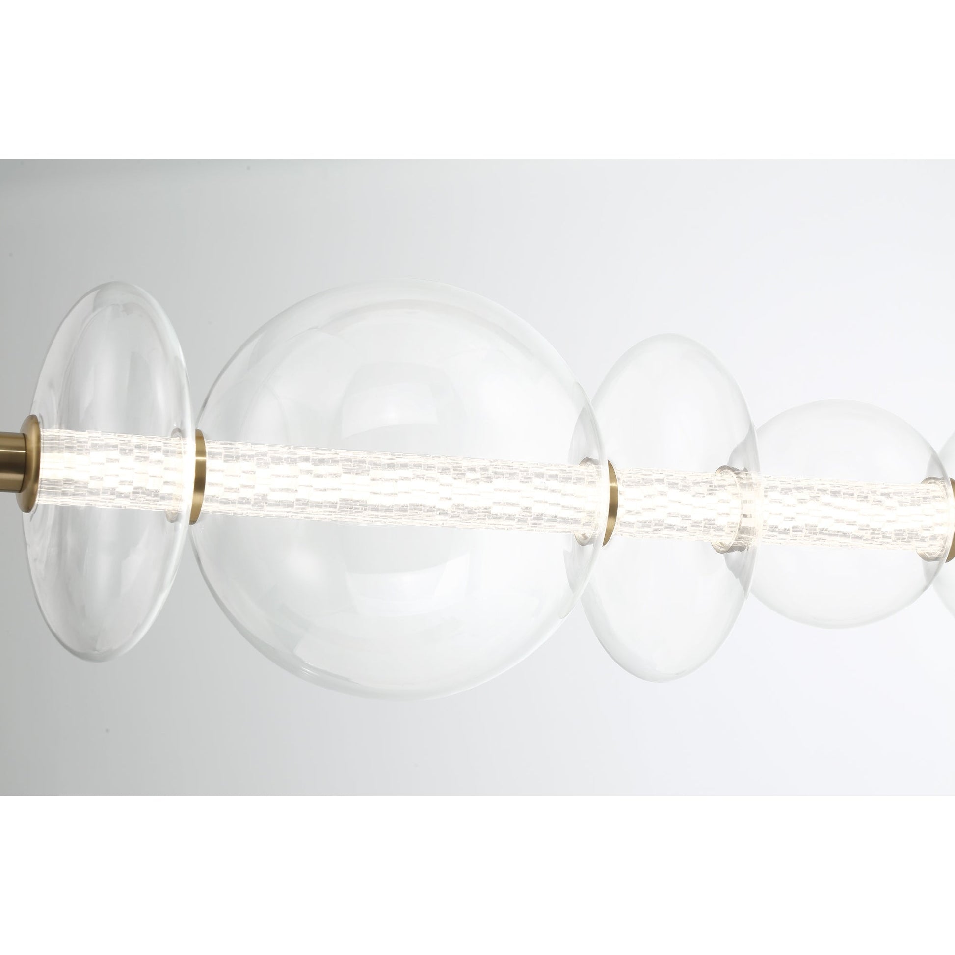 Eurofase Lighting Atomo 56" 7-Light Gold Linear Dimmable LED Chandelier With Clear Glass Shades