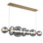 Eurofase Lighting Atomo 56" 7-Light Gold Linear Dimmable LED Chandelier With Smoke Glass Shades