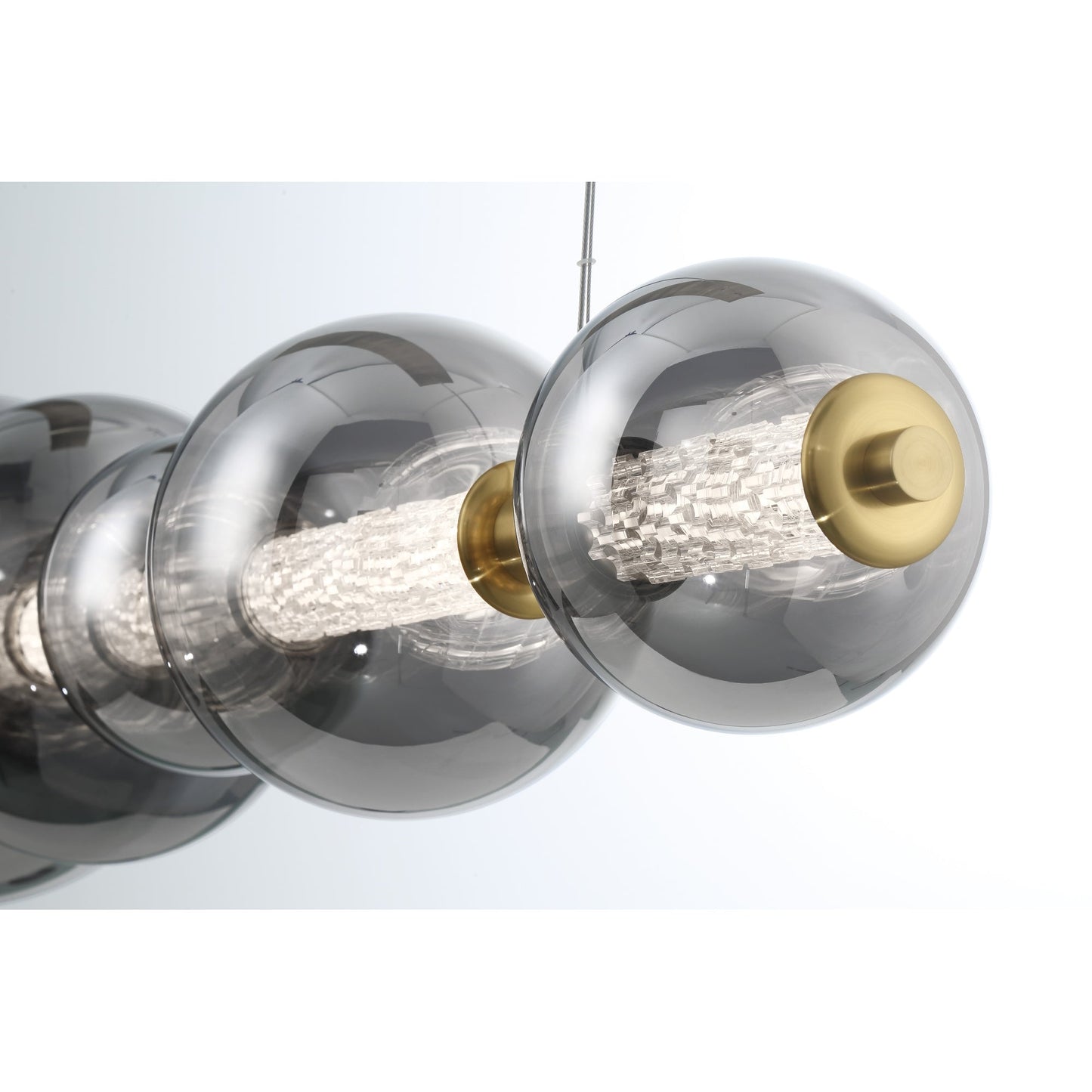 Eurofase Lighting Atomo 56" 7-Light Gold Linear Dimmable LED Chandelier With Smoke Glass Shades