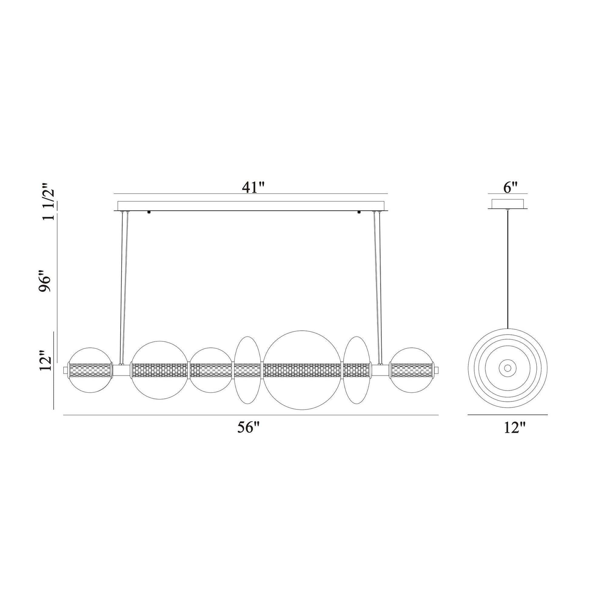 Eurofase Lighting Atomo 56" 7-Light Gold Linear Dimmable LED Chandelier With Smoke Glass Shades