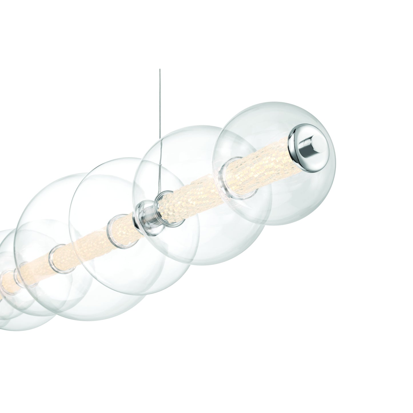 Eurofase Lighting Atomo 74" 9-Light Integrated LED Clear Glass Shade Chrome Linear Chandelier