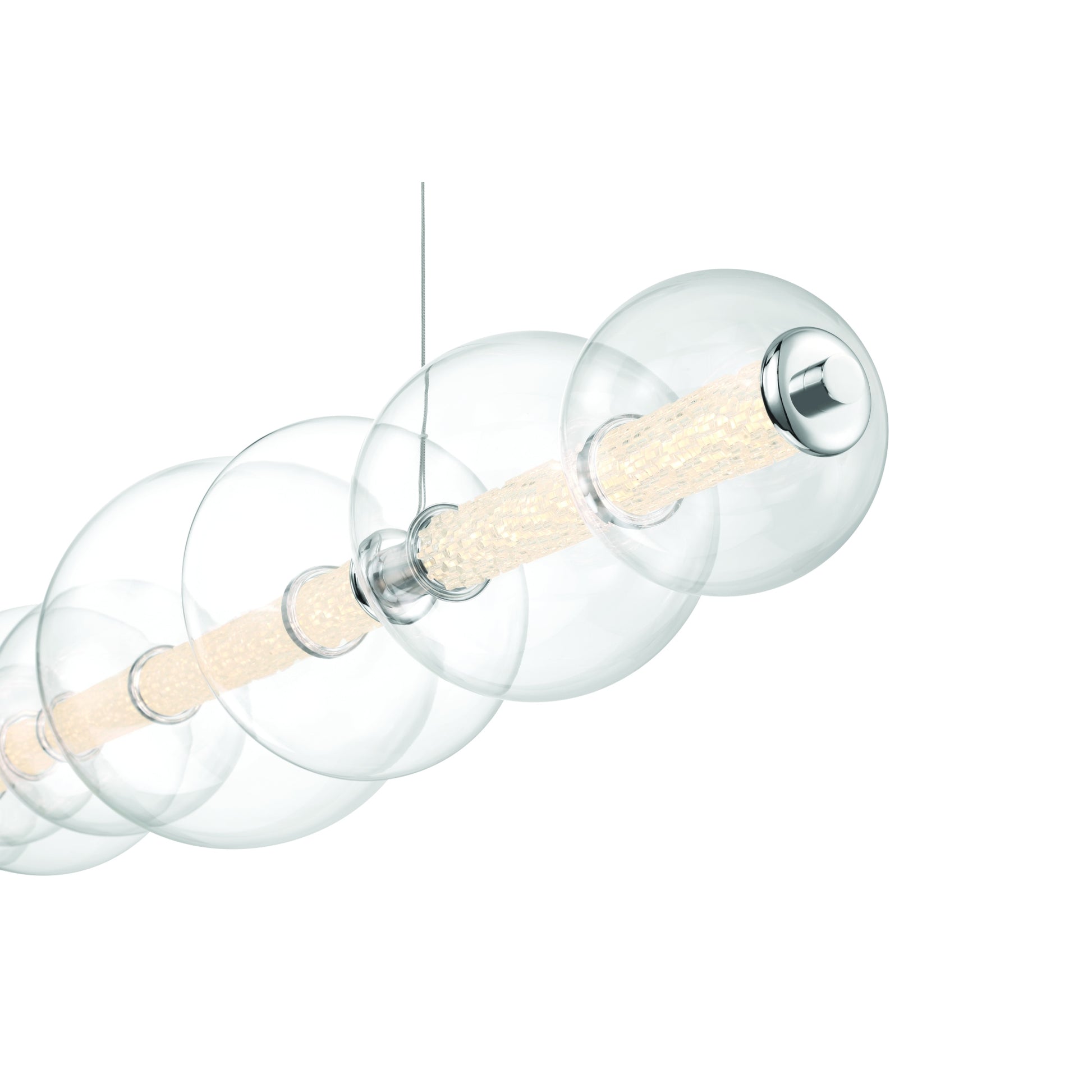 Eurofase Lighting Atomo 74" 9-Light Integrated LED Clear Glass Shade Chrome Linear Chandelier