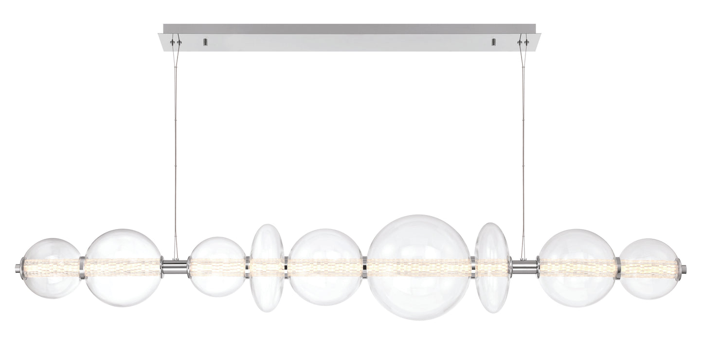 Eurofase Lighting Atomo 74" 9-Light Integrated LED Clear Glass Shade Chrome Linear Chandelier